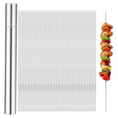 Frigăruie Kabob din Oțel Inoxidabil Reutilizabilă cu Tub de Depozitare Ac de Grătar Lung Plat Stick pentru Friptură Picnic în Aer Liber