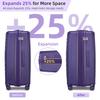 Elegant Purple Travel Set with 20" Carry On, Backpack, Bag & Umbrella, Lightweight Hard Shell Luggage with 360° Spinner Wheels
