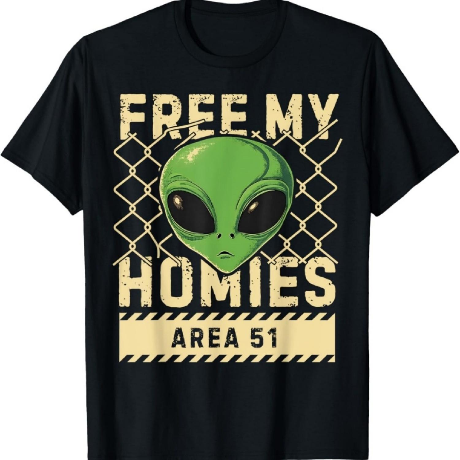 Free My Homies Area 51 Funny Alien UFO Boys Kids Men Women T-Shirt XXXXXL чёрный