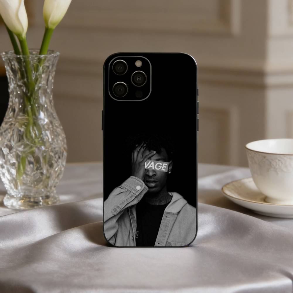 Cool Rapper 21 S-Savage-E Phone Case For iPhone 17,16,15,14,13,12,11 Plus,Pro Max,XS,Soft Silicone Black Cover
