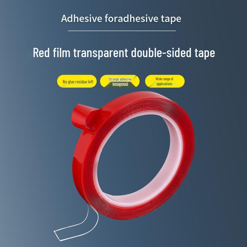 Transparent Red Nano Double-Sided Tape - Strong, High Adhesion, No Trace, Ideal for Photo Frames and Decoration