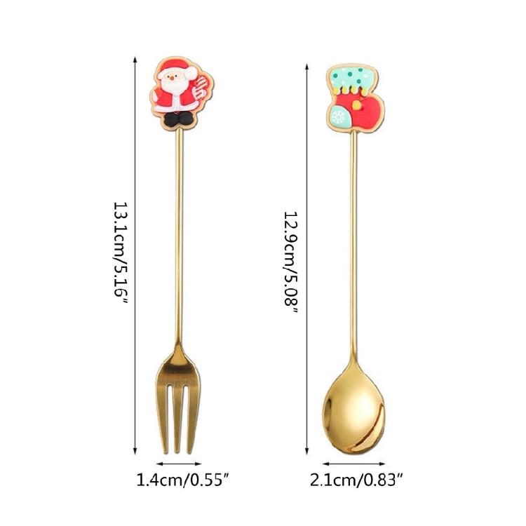 6pcs/set Christmas Spoons Stainless Steel Teaspoons for Coffee Ice Cream Sugar