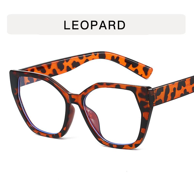 Cat Eye Color Blocking Anti Blue Light Glasses Retro Polygon Large Frame Fashion Glasses Women Plain Spectacles For Daily Outfit