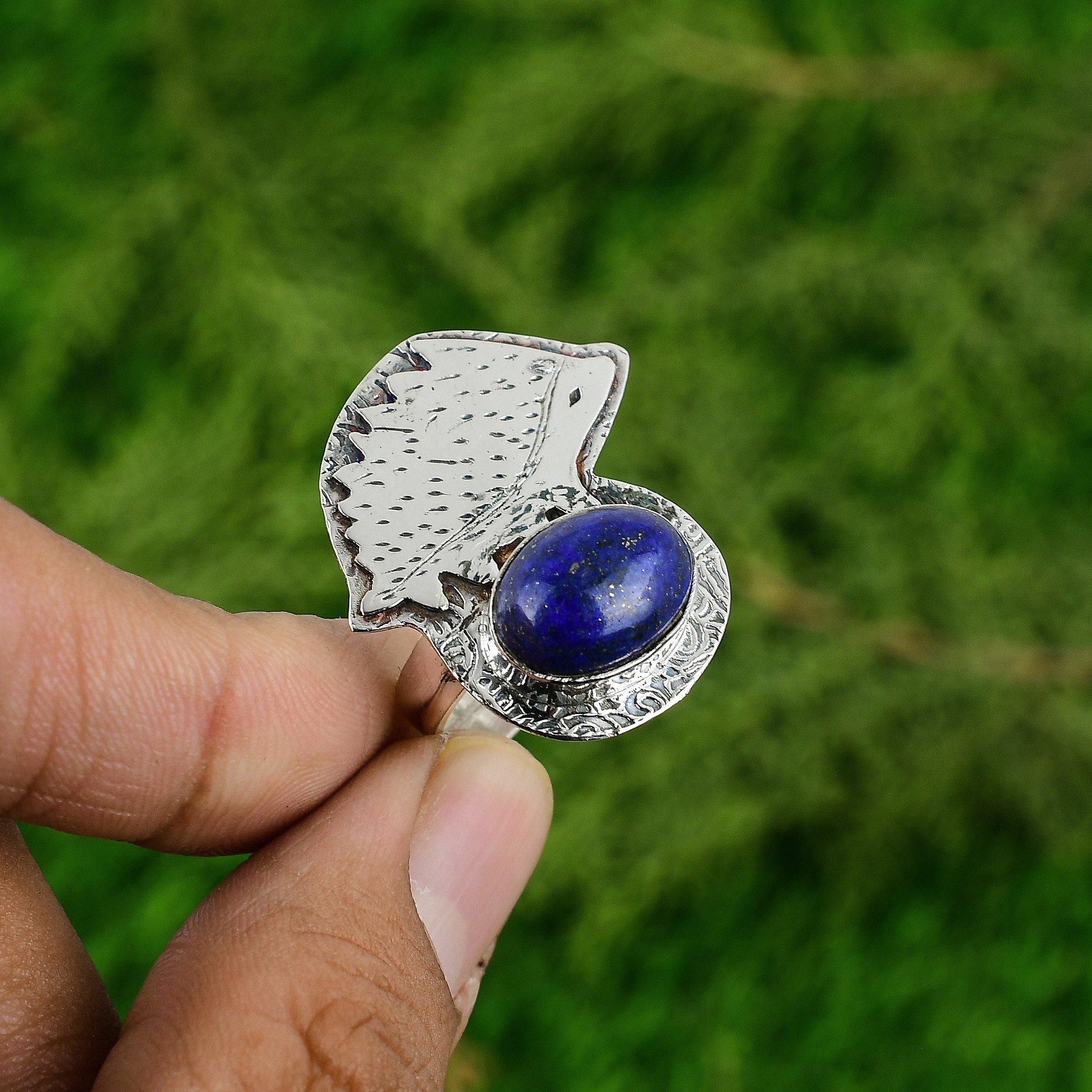 

Серебро 925 пробы Лазурит Камень Сентябрь Рождение Сестра Новое Кольцо-заявление Adjustable