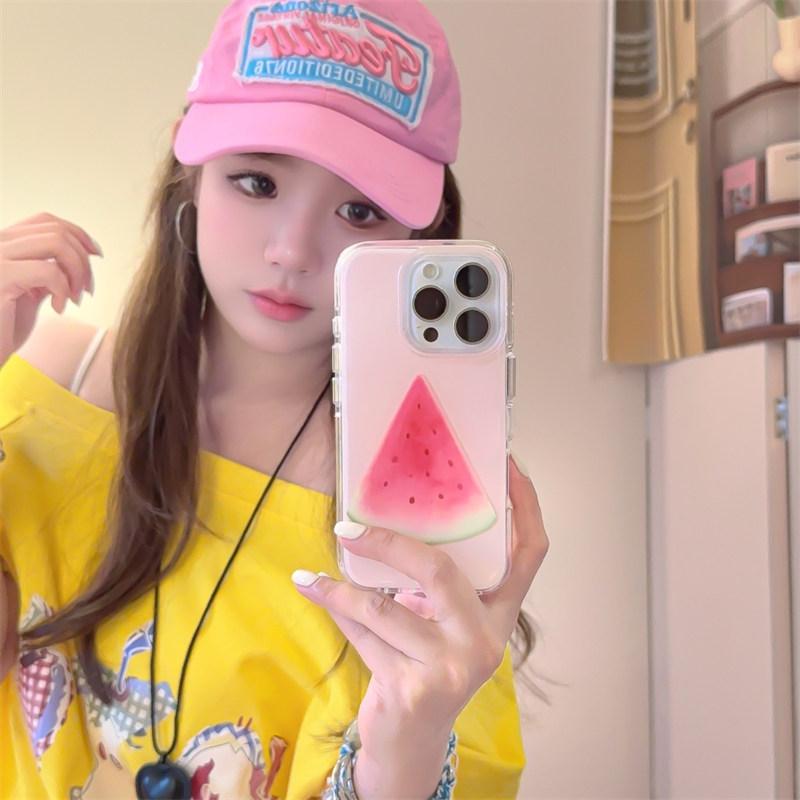 ins fruit apple pear watermelon coconut Phone Case for iPhone 16 15 14 13 Pro Max  Silicone shockproof and drop-proof cover