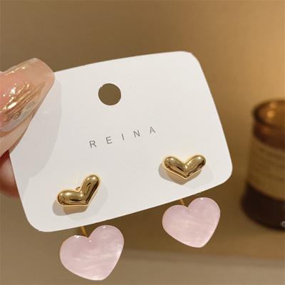Acrylic Sweet Pink Love Heart Dangle Earrings For Women Romantic Simple Drop Earring Girl Jewelry Gifts