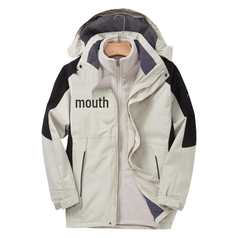 Outdoor Windproof 3-in-1 Detachable Mountaineering Suit with Two-Piece Fleece Liner