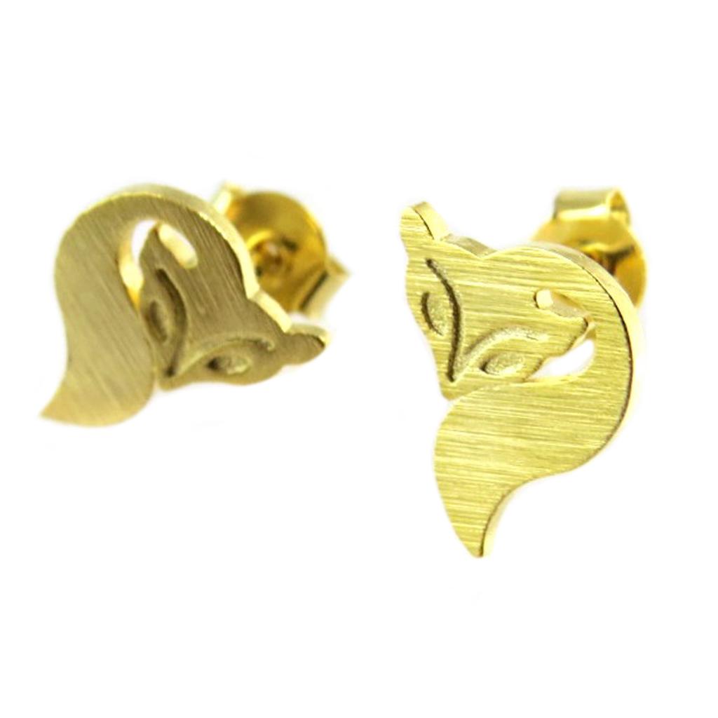 7bis [Q1544] - Gull 'Fox' håndlagde øredobber - 10x8 mm