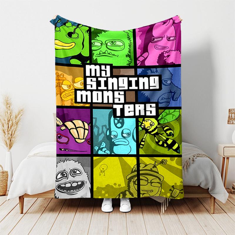 1 Stück Decke My Singing Monsters Aufdruck, Leichte Decke für Sofa, Bett - Weich & Warm, Geschenk für alle Jahreszeiten wie Weihnachten, Halloween