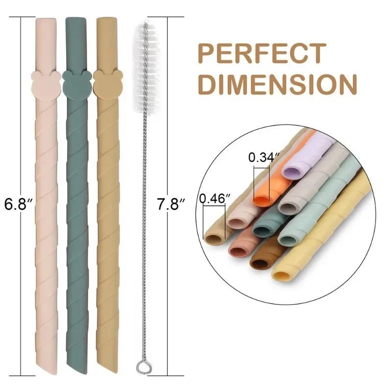 Straw Colorful Silicone Reusable Easy-to-clean Straight Straws Creative Household Children's Milk Tea Food-grade