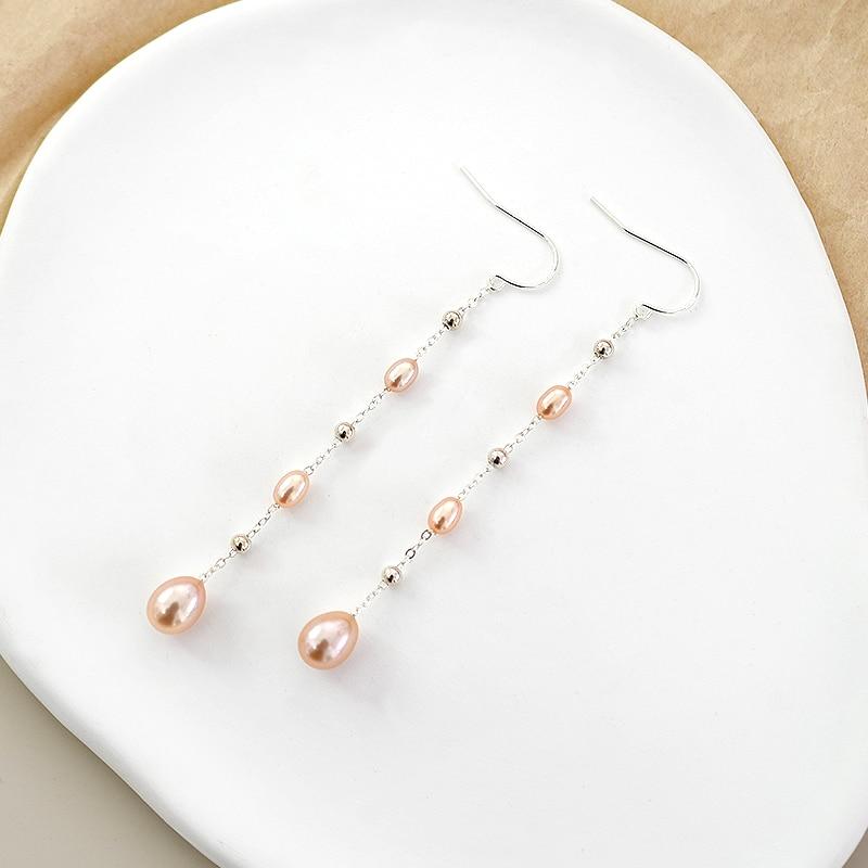 Длинные серьги из стерлингового серебра 925 пробы с натуральным пресноводным жемчугом — фото 3