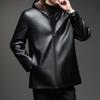Men's Faux Leather Fur-Lined Hooded Winter Jacket