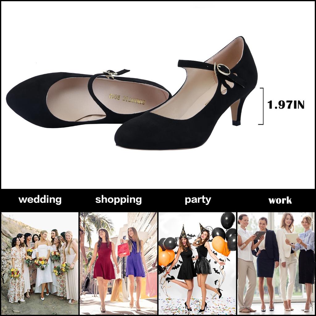 Women's 50mm Velvet Toe Ankle Strap Slingback Mary Jane Shoes Pumps High Heels Pump Party Shoe