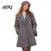 Long Sleeve Casual Jacket Women Fall Winter Wool Coat Notch Lapel Overcoat Coat with Pockets Single Breasted Solid Color Trench Spring