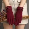 Warm Gloves New Rabbit Velvet Bow Outdoor Cycling Versatile Windproof and Cold Autumn and Winter Gloves