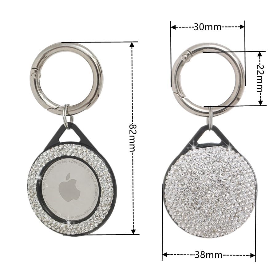 FINON AirTag Case, Keychain for AirTag, Anti-Loss GPS, Kids', Sparkly, Light Stone, Cute, Stylish (Colorful)