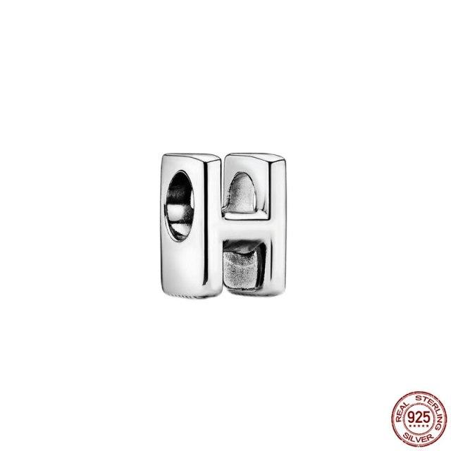 

100% натуральная подвеска из стерлингового серебра 925 пробы, памятная буква серии A-Z, бисер, оригинальный браслет-подвеска Panjia, ювелирные изделия