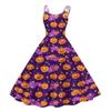 Women's Halloween Retro Print Off Shoulder Flared Midi Dress - Sexy Flared Skirt for Parties