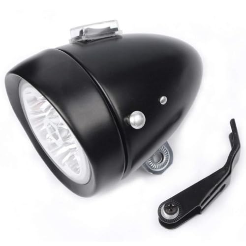 

PLEAVIT Bullet-Shaped LED Light, 7-Light Bicycle Headlight, Retro Front Light, Battery-Operated, Black