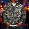 Men's Flannel Long Sleeve Sweatshirt with Halloween Print