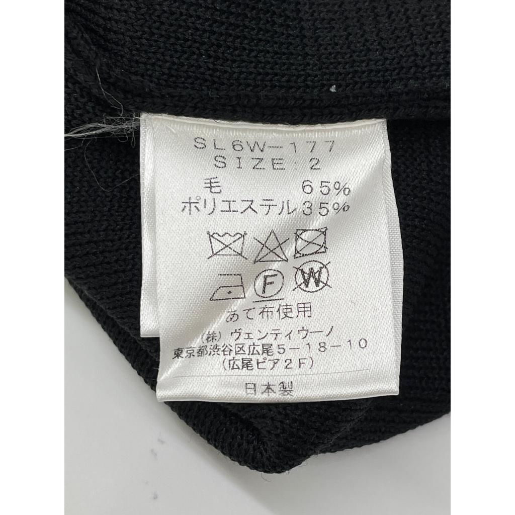 SLOANE Black Wool Blend Double Face Jersey Lacquer Sleeve Turtleneck Pullover Tops 2 blackUsed