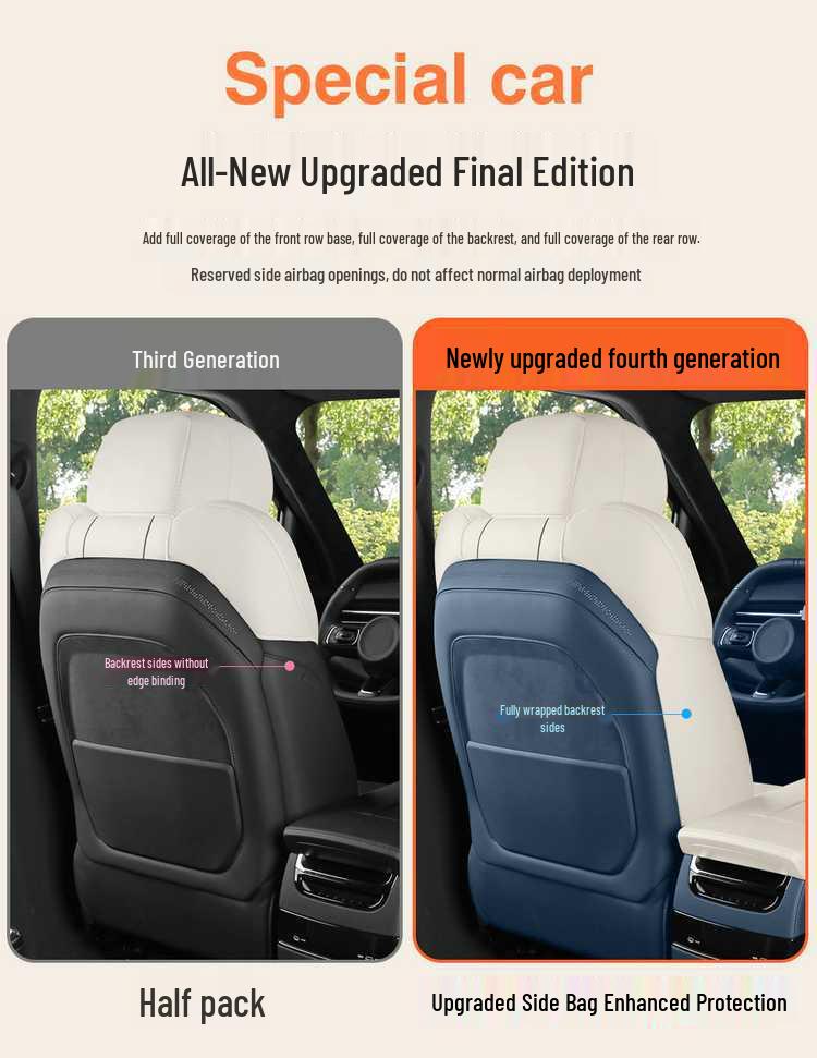 25 JiKe 009 All-Season Suede Car Seat Cushion with Full Coverage Ventilation for Sixth and Seventh Seats