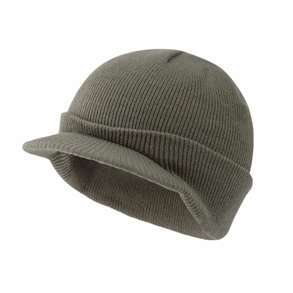 

Thicken Short Brim Beanie Cap Earflap Add Plush Lined Hat Gift Warm Knitted Peaked Cap Outdoor серый