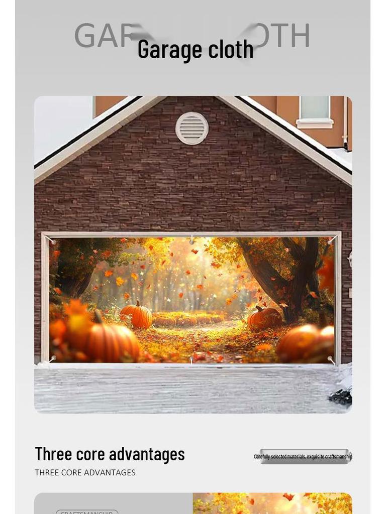 Autumn Harvest Thanksgiving Pumpkin Maple Leaf Polyester Garage Banner
