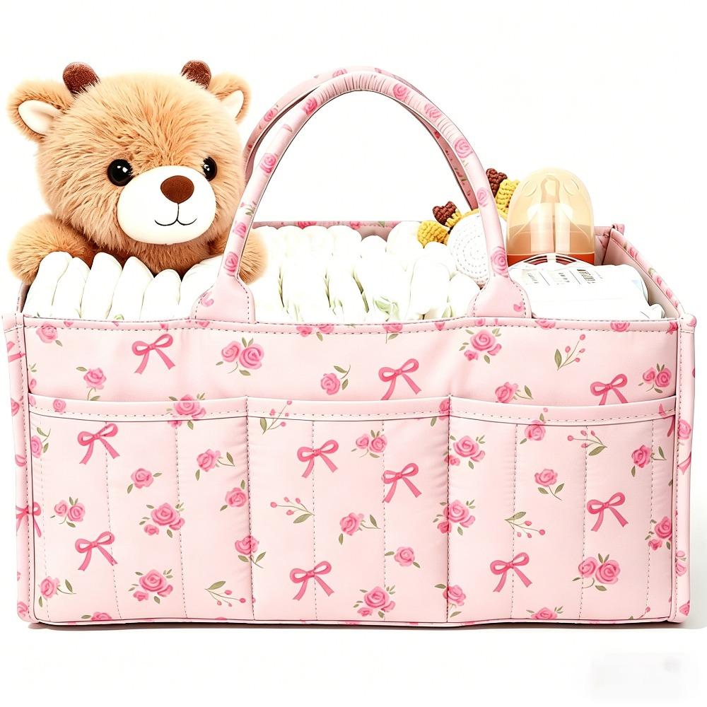 Cesto Portaoggetti Grande Capacità per Nursery Borsa Pannolini Portatile Regalo per Baby Shower