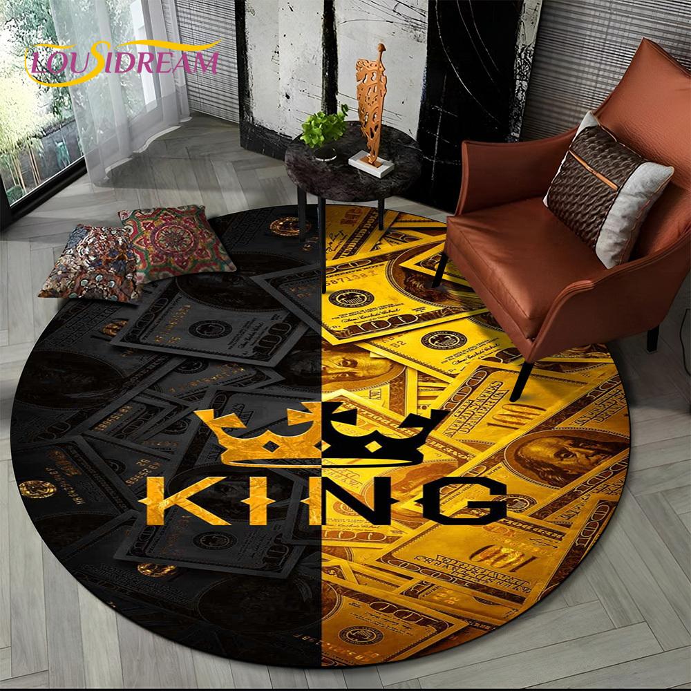 Rich Euro Dollar Money 3D Pattern Round Carpet Rug for Living Room Bedroom Child Playroom Chair Decor,Pet Area Rug Non-slip Mat