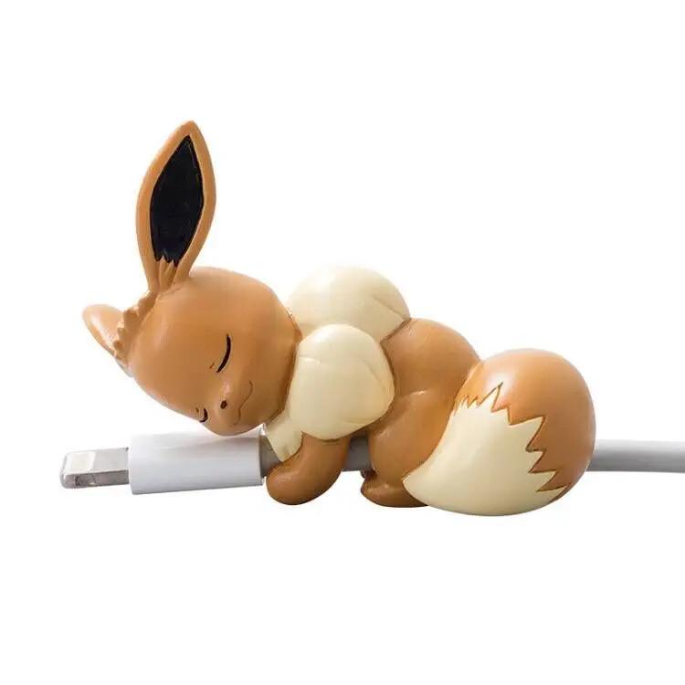 Pokmon Mode Tegneseriefigur Bideting Legetøj Pikachu Eevee Squirtle Figur USB Opladning Datakabel Beskyttelsesetui