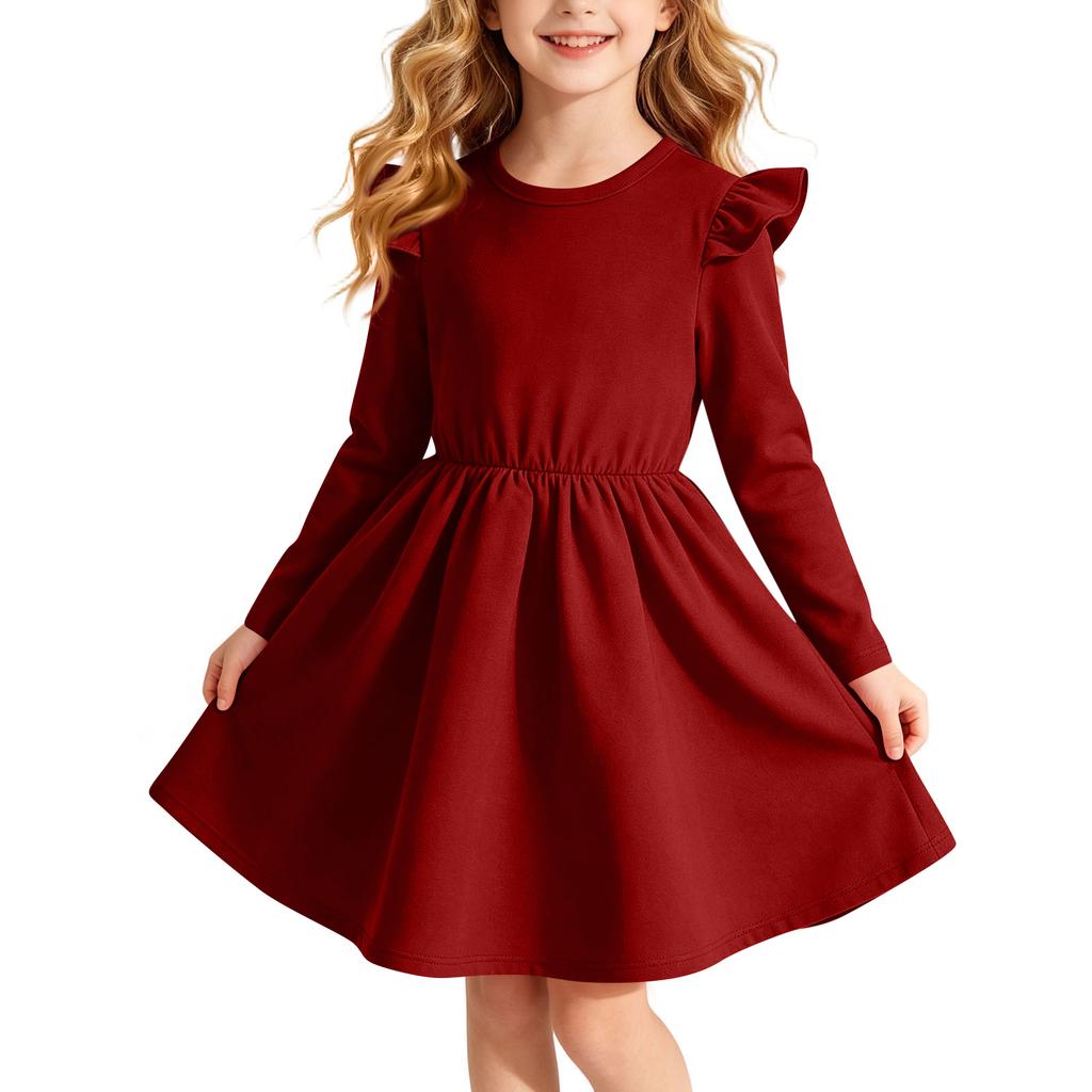 Abito da bambina alla moda a maniche lunghe per l'uso quotidiano casual