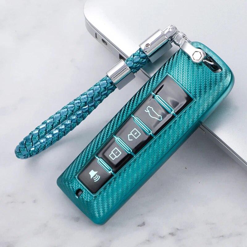 FOR Great Wall WEY Wey VV5 VV6 VV7 A1 A3 A4 A5 A7 A8 Car Smart Key Case TPU Carbon Fiber Protector Bag Fob Cover Keychain