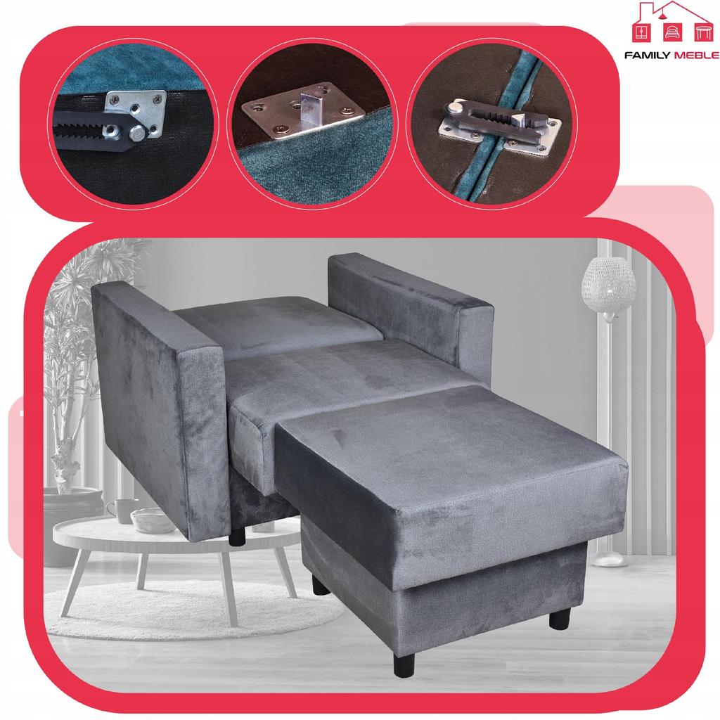 Zestaw mebli wypoczynkowy Alicja wersalka kanapa fotele pufy Family Meble