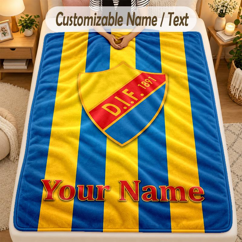 Flannel BlanketDjurgårdens IF Custom Name Text Personalized Soft Warm Throw Blanket Home Decor Gift