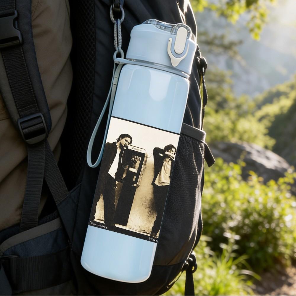1PC Band Group Black White 750ml Sports Water Bottle Leakproof Straw Lid Outdoor Office Home