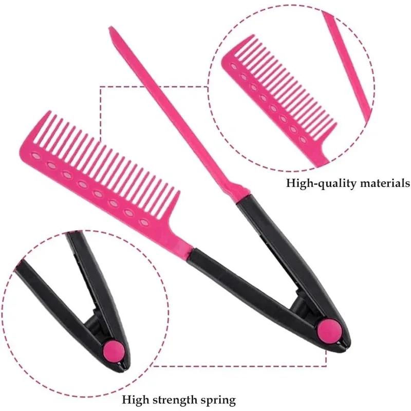 1 Piece V-shaped Straightener Hairdressing Straightening Brush Salon V Comb Straightener Styling Hair Folding Hair Styling Tool