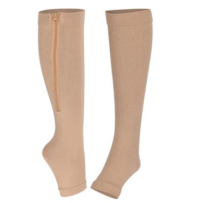 2pcs Zippered Compression Socks Support Stockings Elastic Open Toe Leg Support Stocking