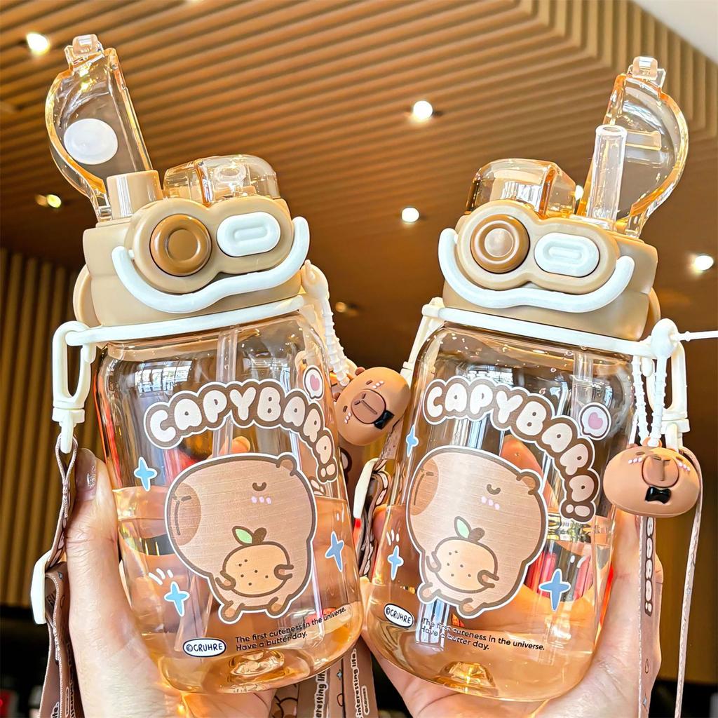 Adorable Capybara Shaped Water Bottle Double Drink Cup For All Ages Perfect For Home Office Or Outdoor Activities