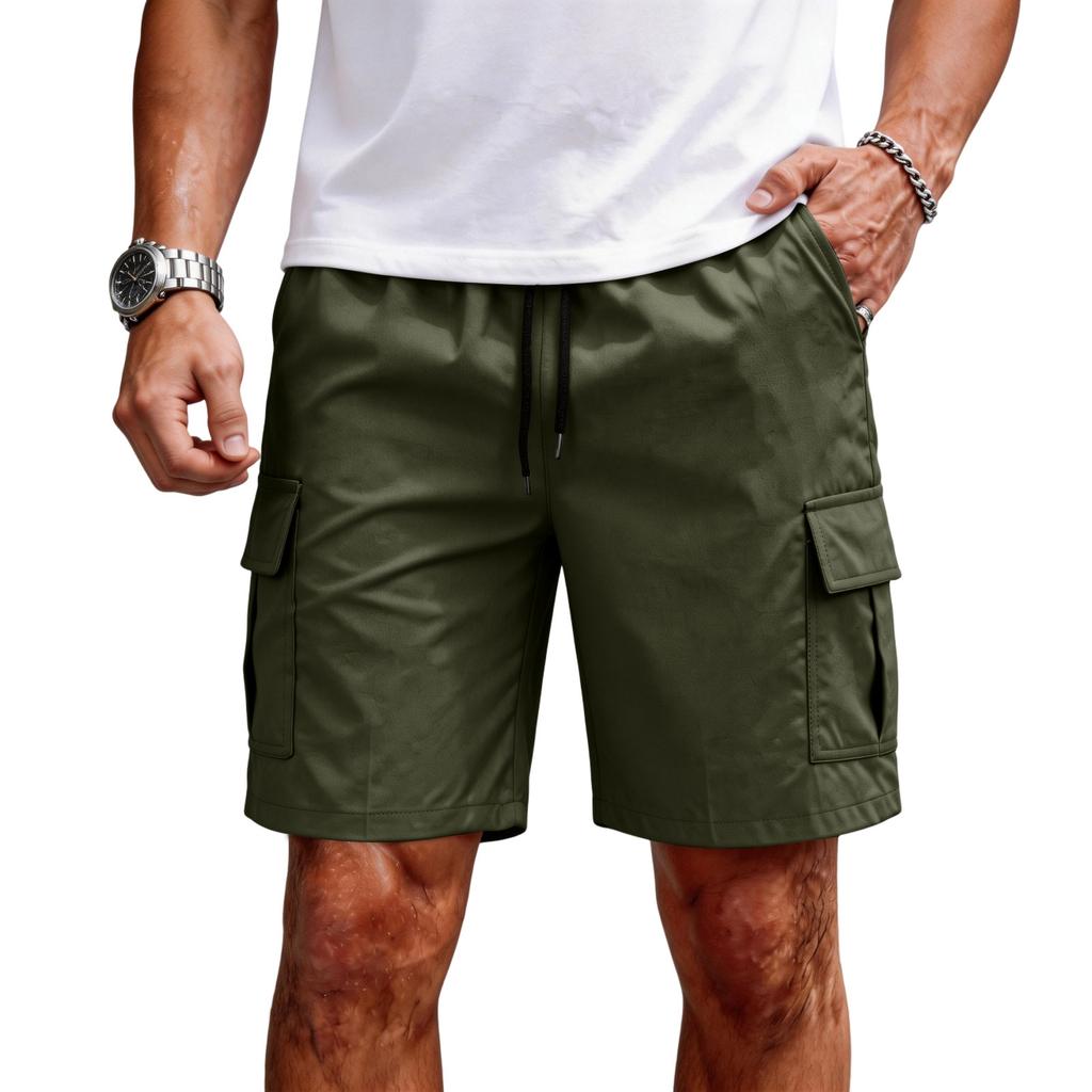 Men Cargo Shorts Relaxed Fit Lightweight Drawstring Waist Casual Summer Shorts with Multiple Pockets for Outdoor Activities