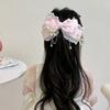 New Lolita Lace Pearl Chain Bow Headpiece Large Lace Ribbon Bow Hair Clip Exquisite Princess Headwear Hair Clip Hair Accessories