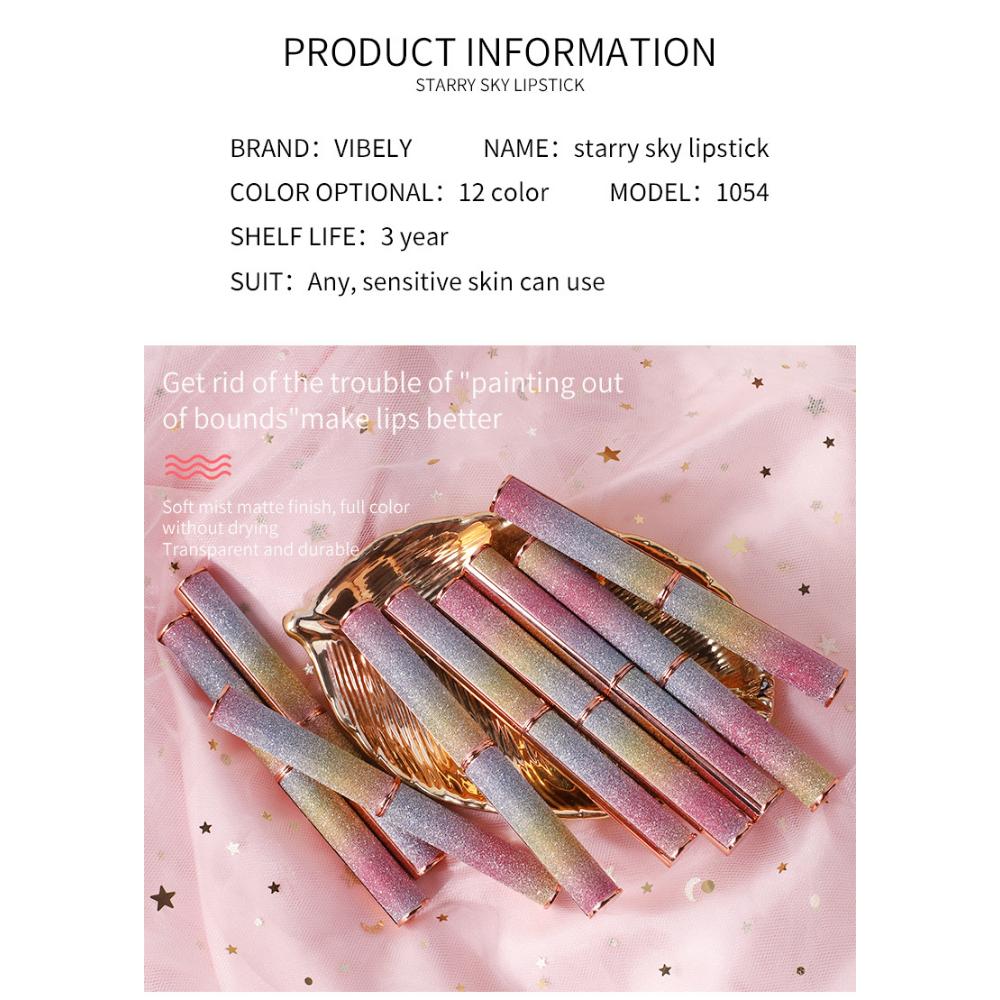 VIBELY Starlight Sparkle Matte Lipstick Dip-in-Cup, No-Fall Crushed Diamond Lipstick