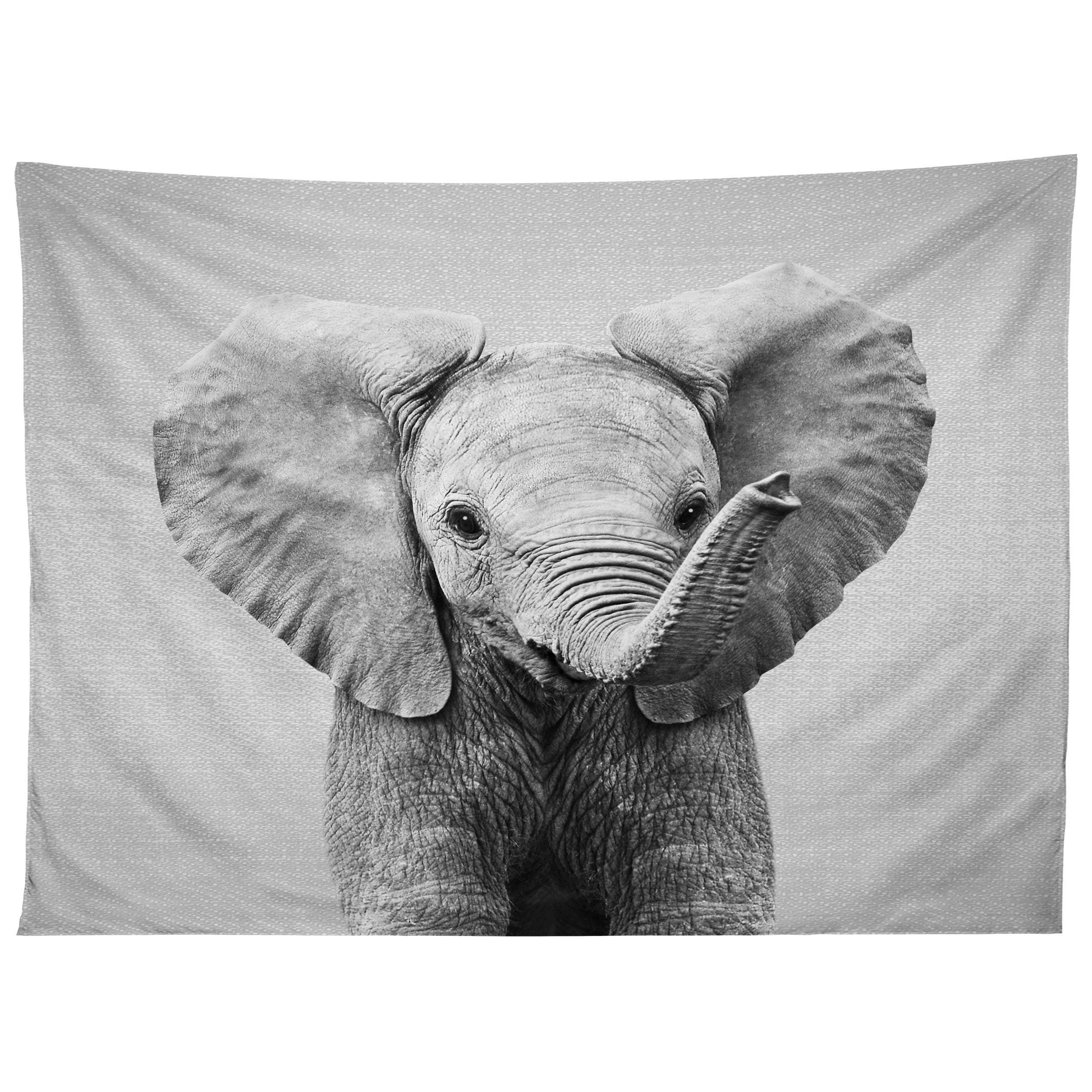 BABY ELEPHANT BLACK WHITE tapestry 75x100 чёрный
