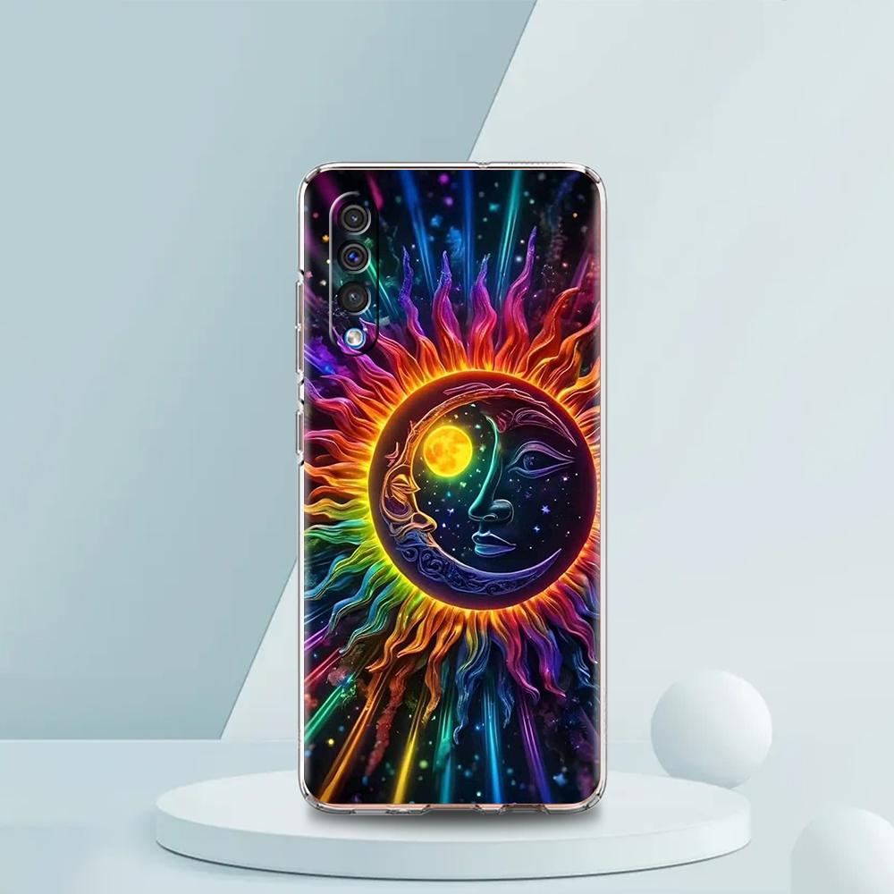 Moon Sun Transparent Phone Case for Samsung Galaxy A16 A14 A12 A22 A24 A42 A02 A03S A06 A50 A70 A20 A30 A40 Soft Cover