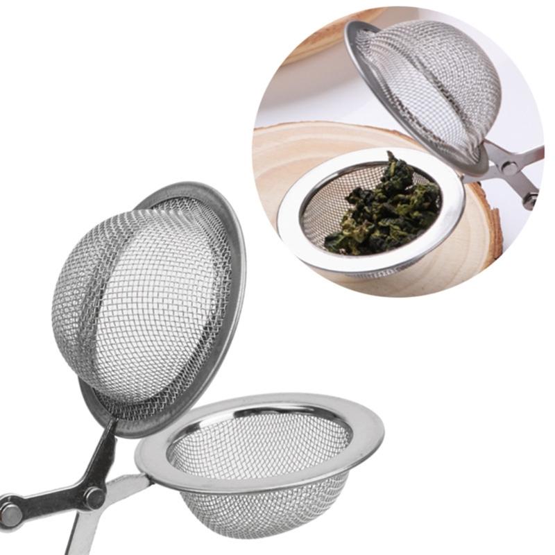 4pcs Rustproof Teas Filter Ball Stainless Steels Easy to Open Close Clip Kitchen Teas Mesh Infuser Strainer with Handle