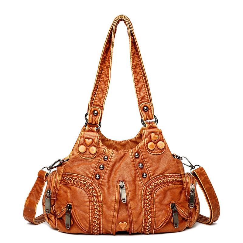 

New Trendy European and American Retro Women s Handbag, Fashionable Trend, Large Capacity Single Shoulder Crossbody Bag світло-коричневого кольору