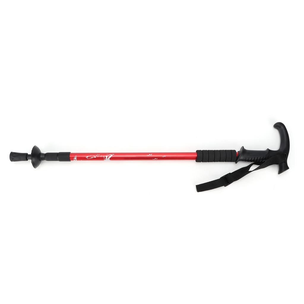 3 Section Aluminum Alloy Outdoor Trekking Pole ShockAbsorbing Walking Poles T Handle(T Handle Red )