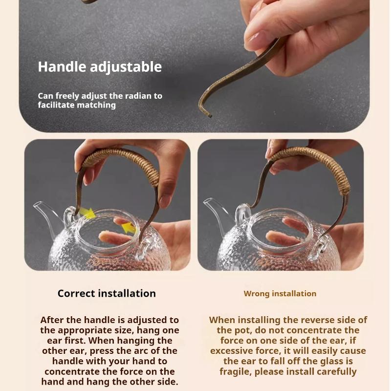 Handgefertigte Teekanne aus hitzebeständigem Glas im chinesischen Stil mit Pflaumenblütendesign – Hitzebeständiger Blumen-Teekessel mit Henkel