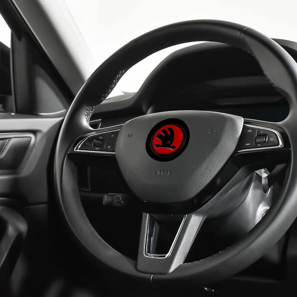 2025 New 1pcs Car Steering Wheel Emblem Cover Decoration Sticker for Skoda Octavia Yeti VRS Roomster Citigo Combi Visions RS Eny