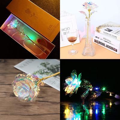 Flori artificiale cu trandafir luminos, colorat, cu LED, Cadouri unice pentru fete 